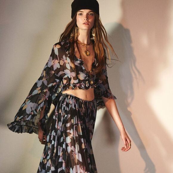 Chloe Gathered Maxi Skirt in Black 36 US 4 - Picture 2 of 4